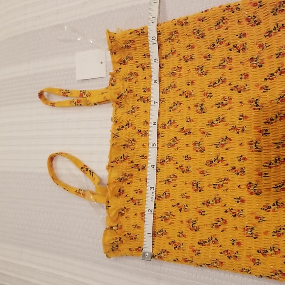 NWT Almost Famous Stretchy Floral Halter Tank Top, Orange Yellow color, size S - Picture 7 of 8